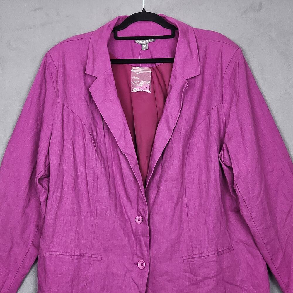 JESSICA LONDON Blazer Womens 26W Purple Collared Lined Career Office Linen